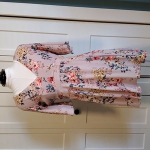 Dusty Pink Floral Dress with Sleeves